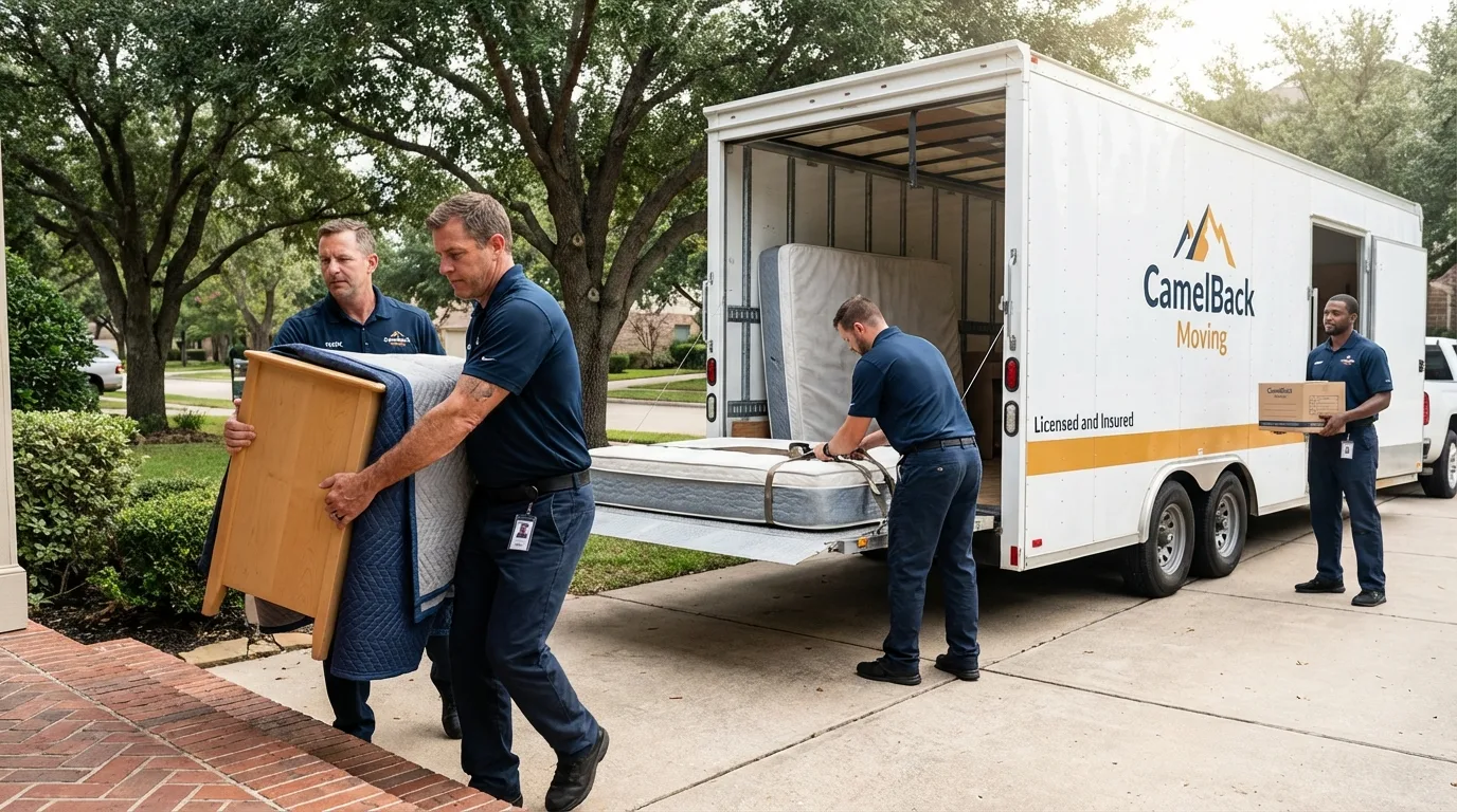 Crew loading residential truck for cross-state move from North Bend, NE