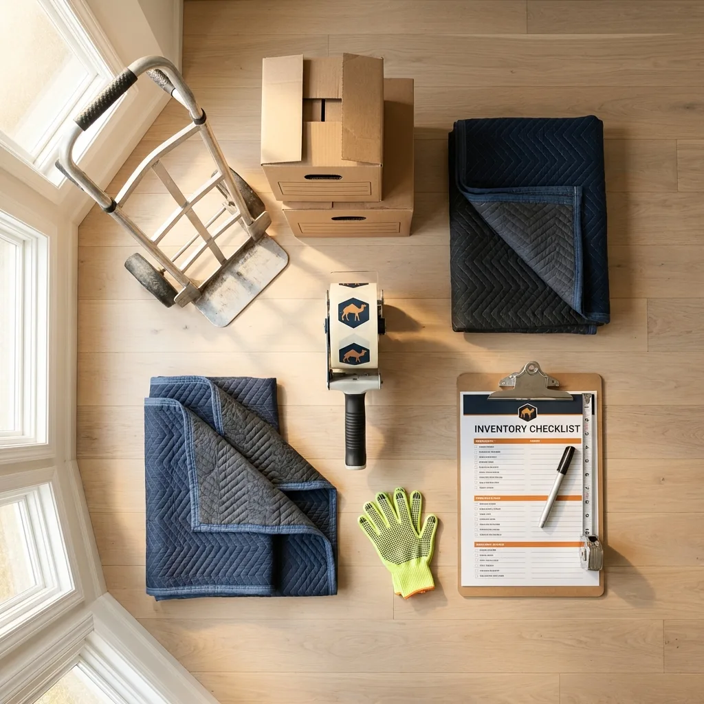 Professional moving supplies and packing materials layout for North Bend residential relocations